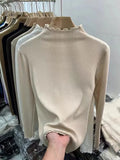 Ear One Velvet Turtleneck Sweater Slim Women's Sweater Autumn And Winter Soft Waxy Bottom Jacket Inside-Outfit