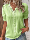 Fongt Summer New Holiday Fashion Hollow Short-Sleeved Women's Shirt