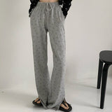 Waist Trousers Casual Lady Front Split Bell