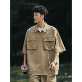 Shirt Men's Short-Sleeved Summer Tide Brand Trend Loose Big-Size Mountain Functional Tooling Shirt Half-Sleeved T-Shirt-Outfit