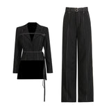 Angola Red Two-Piece Set 2025 New Irregular Pendulum With Design Jacket + High-Rise Straight Trousers