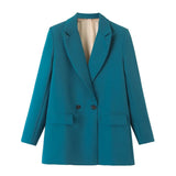New Pure Color Double-Breasted Loose Casual Suit Jacket In Autumn-Outfit
