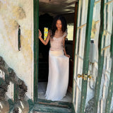 new summer long skirt, fashionable and sexy splicing hip-covering long chiffon skirt, daily casual club wear Vestidos-Outfit