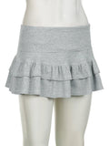 Y2K Aesthetics Pleated Mini Skirts Women Fairycore Kawaii Ruffles Patchwork Solid Retro Skirts 2000s Coqutte Clothes-Outfit
