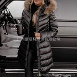 Fongt Thick Hooded Cotton Clothes Women's Long-Haired Collar Fashion Cotton Jacket Winter Cotton Clothes Women