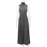 Fongt Summer New Product Yi Mengling With The Same Socialite Wind Royal Sister Temperament Elegant Stand Collar Sleeveless Dress
