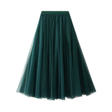 Fongt Long Yarn Skirt Half Dress Girl Autumn And Winter High Waist Long Net Yarn Skirt 100 Folding Skirt A Skirt Fairy Dress 8859