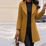 Fongt And Winter Long Korean Version Of The Lady's Collar Showing Thin Solid Color Slim Woman's Hair Coat Woman