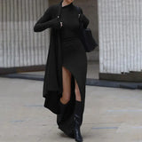 Fongt Knitted Long Sleeve Sexy Open Fork Ken Bean With The Same Body Dress In Summer Babes