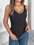 Shooting 2025 Spring And Summer Solid Color V-Neck Hollow Sleeveless Knitted Shirt Holiday Vest Women's
