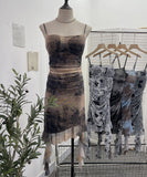 Real Shooting Sexy Sling Dress Girl Summer Babes Thin With Chest Cushion Lotion Side Ribbon Mesh Vest Dress