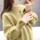 Fongt Sleeve Sweater Female Cocoon New Style Korean Version Foreign Style Versatile Languid Lazy Wind Wears Knit Bottom Unlined Upper Garment Versatile-Outfit
