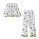 Spring Embroidered Cardigan Suit Jacket 4387182 Wide Leg Trousers 4387082-Outfit
