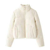Cabel Knitted Zipper Puffer Coat-Outfit