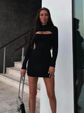 Fongt Knitted Dress 2023 Autumn And Winter New Hollow Sexy Tight Short Sweater