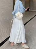 Elastic High Waisted Women Skirts Temperament Office Lady White Knitted Midi Skirt Loose Soft Autumn/Winter Warm Pink