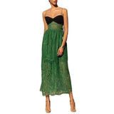 Fongt Women's Dress 2025 Sexy Sling Solid Color Lace Dress Embossed Small