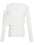 Fongt Style Sweater Women's 2025 Spring New Fashion Collar Design Long-Sleeved Shoulder High-End Feel