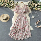 Fongt New Seaside Holiday Dress Women Spring And Autumn 2025 New Sexy V Receive Lanky Models
