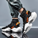 Men Sneakers High Top Sock Shoes Breathable Sports Walking Shoes Thick Bottom Men Casual Shoes Large Size 39-46-Outfit