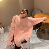 Gray Knitting Sweater Loose Fit Round Neck Long Sleeve Women Pullovers New Fashion Autumn Winter