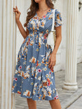 Women's Wear Station Summer Small Floral Print Short-Sleeved Dress-Outfit