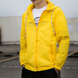 Thin Jacket Men Hooded Quick-drying Sunscreen Coat Male Lightweight Fabrics Outdoor Windbreaker Travel Clothing White