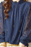 New High-End Temperament Elegant Fashion Chiffon Long Sleeve Blouses Pullovers for Women Office Lady All-match Chic