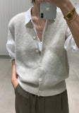 Sweater Vest Women Stretchy Simple Basic Daily V-neck Solid Open-stitch Female Korean