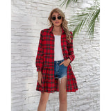 Fongt Spring And Summer Cake Dress Plaid Shirt Long Sleeve Single-D Row Buckle Women's Clothing