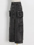 Fongt Design Sense A Skirt Spring 2024 New Fashion Temperament Splicing Tooling Pocket Skirt Woman-Outfit