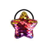 lot Cute Rainbow Solid Sequins Hair Band For Girls Star Heart Crown Elastic Rope Ponytail Holder Headband Hair