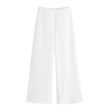 Fongt Homemade New Women's Pin-Sleeveless Top Textured Wide-Legged Casual Trousers