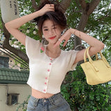 Babes Salt Knitted Jersey Short Sleeves New Top Design Short Embroideet Collar Sweet Hot