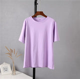 100% Cotton Oversized T Shirt Women Harajuku Basic Loose Short Sleeve Tees Soft Female Solid Tops Khaki Summer