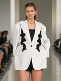 Fongt Personality Suit 2025 Autumn New Fashion Niche Splicing Bow Blazer Women