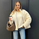 Fongt Explosion Women's Autumn And Winter New Street Fashion Knit Cotton Jacket