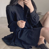 Solid Color Folded Loose Puff Sleeve Blouse-Outfit