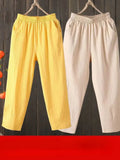 Fashion Woman Pants Casual Cotton Linen Harem Pants LOOSE Solid Ankle-Length Pants Elastic Waist Women's Summer