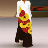 V-neck Long Sleeve Ankle-Length Vintage