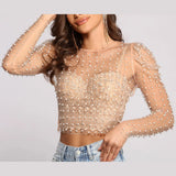 Fongt Summer Explosion Of Women's Hot Diamond Bubble Beads Foam Sleeve Mesh Yarn