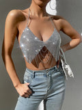 Fongt Sexy Flash Diamond Sling Type Slim Nightclub Versatile Back Wrapped Chest Vest