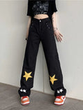 Washed Star Patched Boyfriend Jeans-Outfit