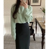 Knitted Heart Buttoned Cardigan-Outfit