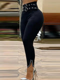 E-Commerce New Forked Trousers, Gun Beads, High-Waisted Trousers-Outfit