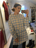 Sweet Women Pearl Button Check Gingham Plaid Blazer High Waist A line Mini Short Skirts Long Sleeve Suits 2 Pieces