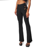 Fashion Design Two Piece Sets Women 2021 New Arrival Hollow Pattern Cropped Top And Overalls Elegant Black Pants