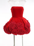 Explosion Sexy Dress 2025 New Velvet Breast Three-Dimensional Red Rose Fluffy Dress