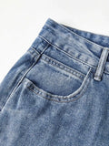 Pocket Design Blue Wash Boyfriend Jeans-Outfit