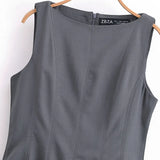 Spring Skate Sleeveless Solid Color Mini Dress 4043041-Outfit